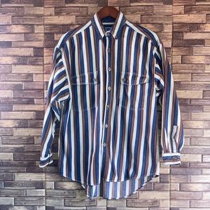 Mens Vintage Y2K Small Results Multi Color Sripped Button Down Shirt